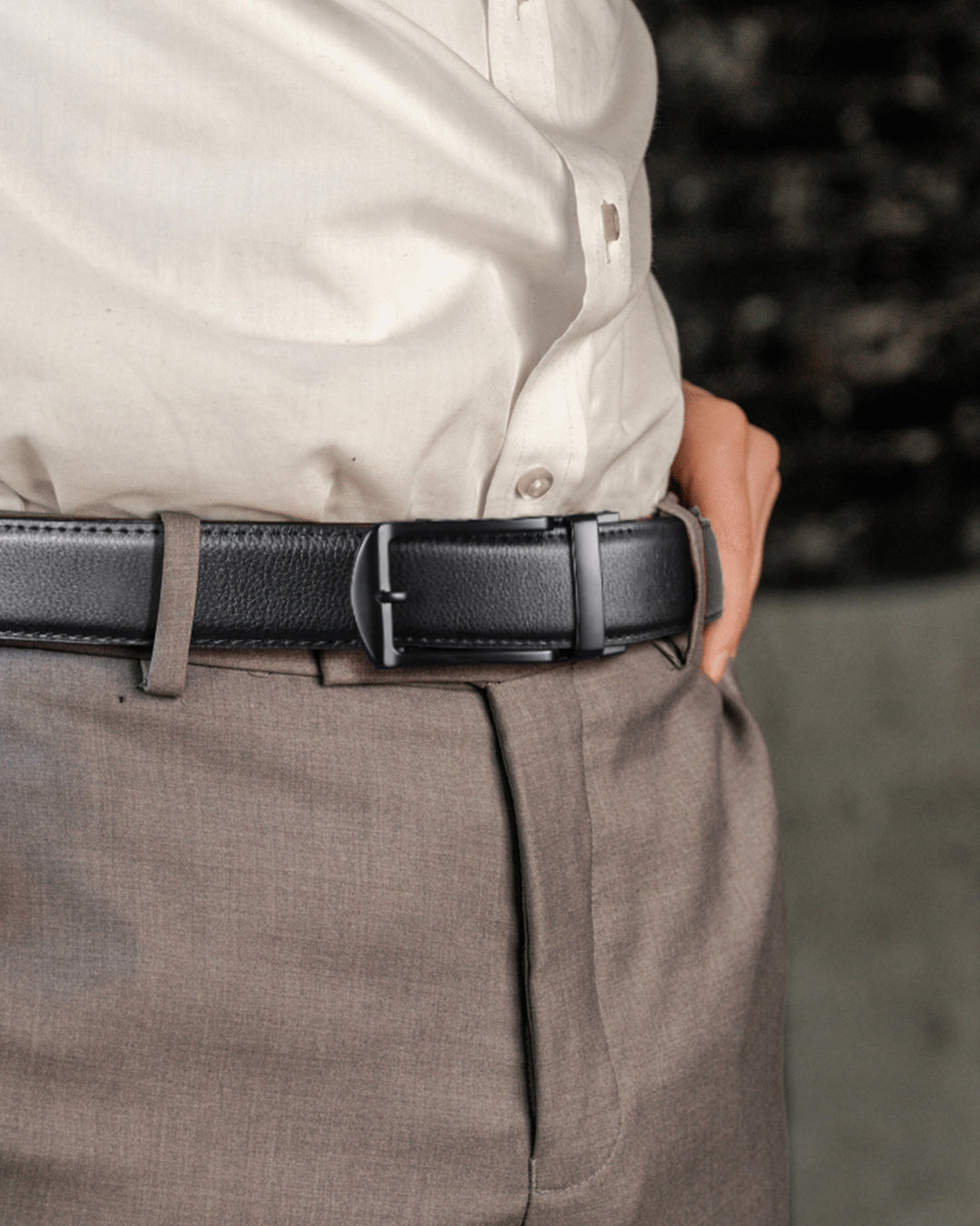 BOSTANTEN Ratchet Leather Belt For Men with Adjustable Buckle, Trim to Fit —Skeleton