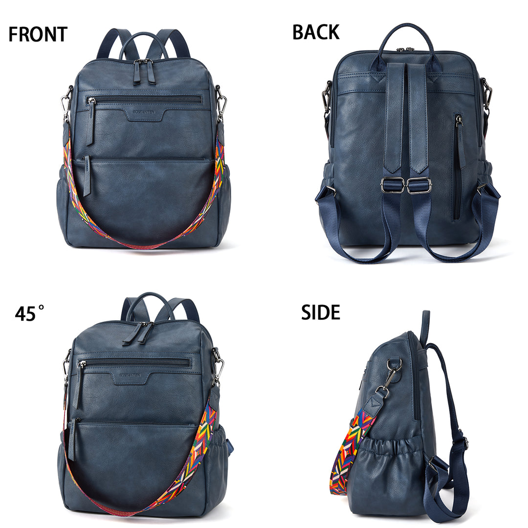 bodomint faux leather backpack Nombongo Waterproof Leather Backpack with Colorful Convertible Strap
