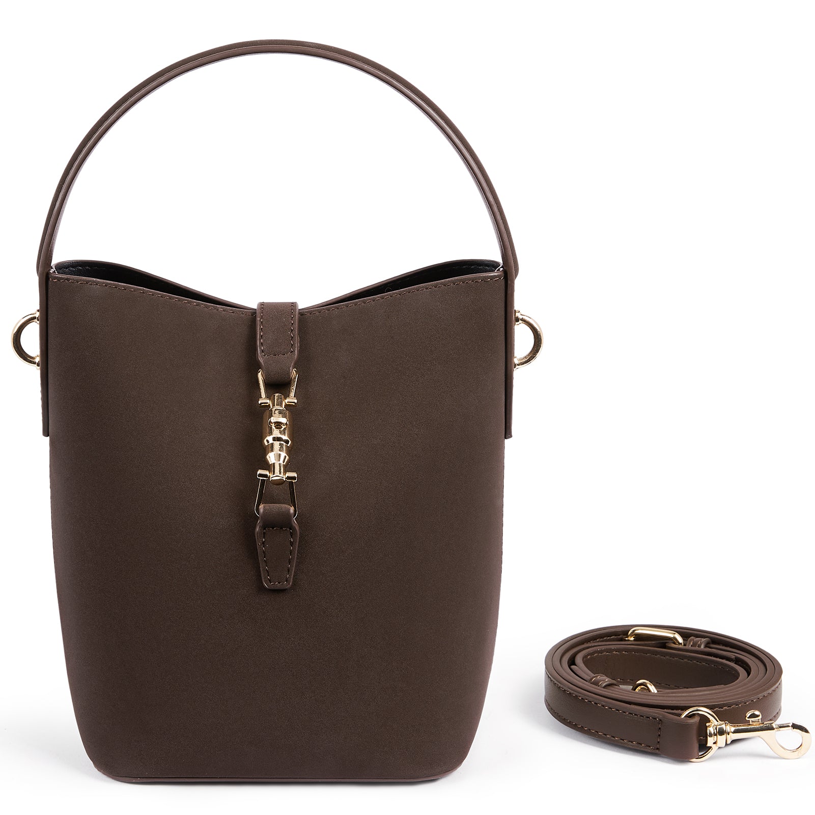 Harper Jones Bucket Shoulder Bag – Gold Clasp Crossbody – BOSTANTEN