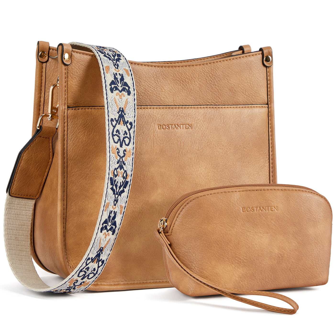 Lotty  Floral Embroidered Leather Tote with Shoulder Strap