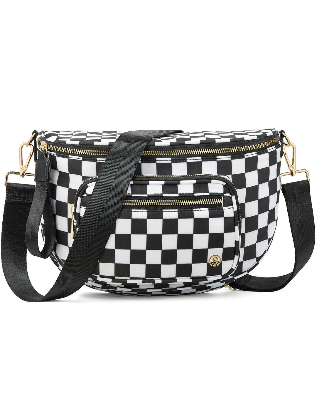 NOVA Checkered Leather Bum & Crossbody Bag – RFID Protected