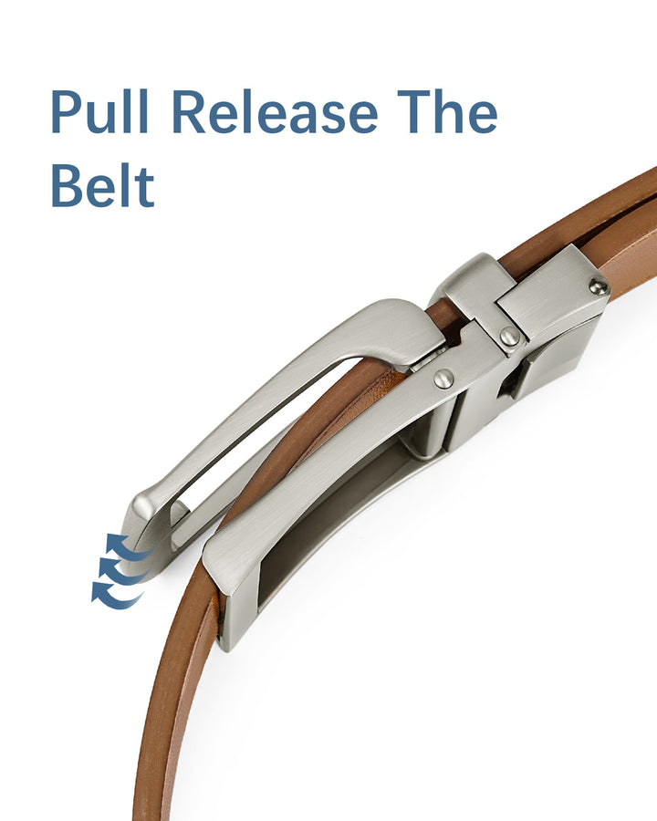 BOSTANTEN Ratchet Leather Belt For Men with Adjustable Buckle, Trim to Fit —Skeleton