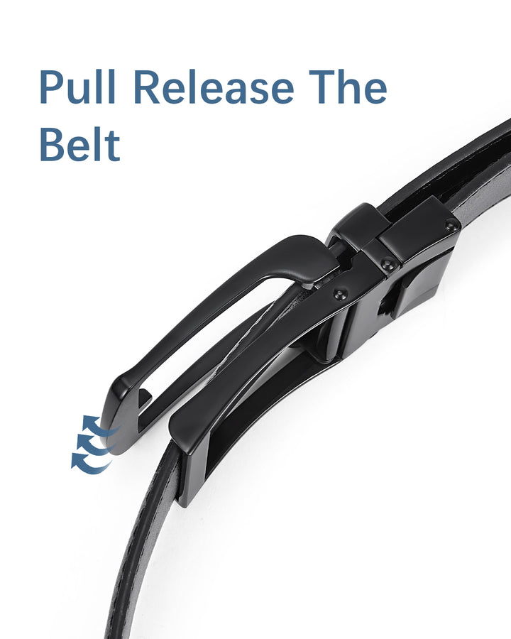 BOSTANTEN Ratchet Leather Belt For Men with Adjustable Buckle, Trim to Fit —Skeleton