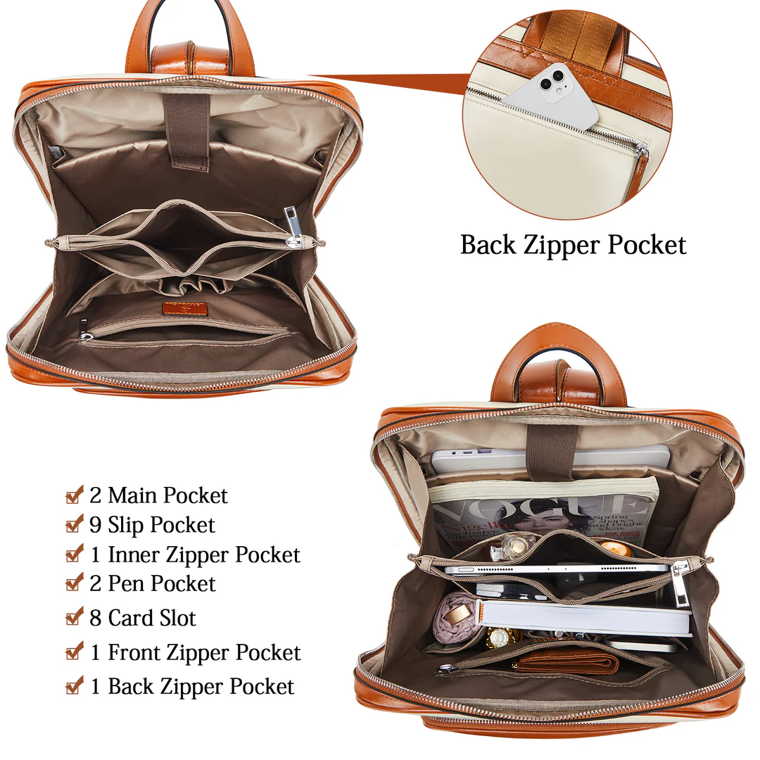 Vallis Vintage Leather Laptop College Travel Backpack