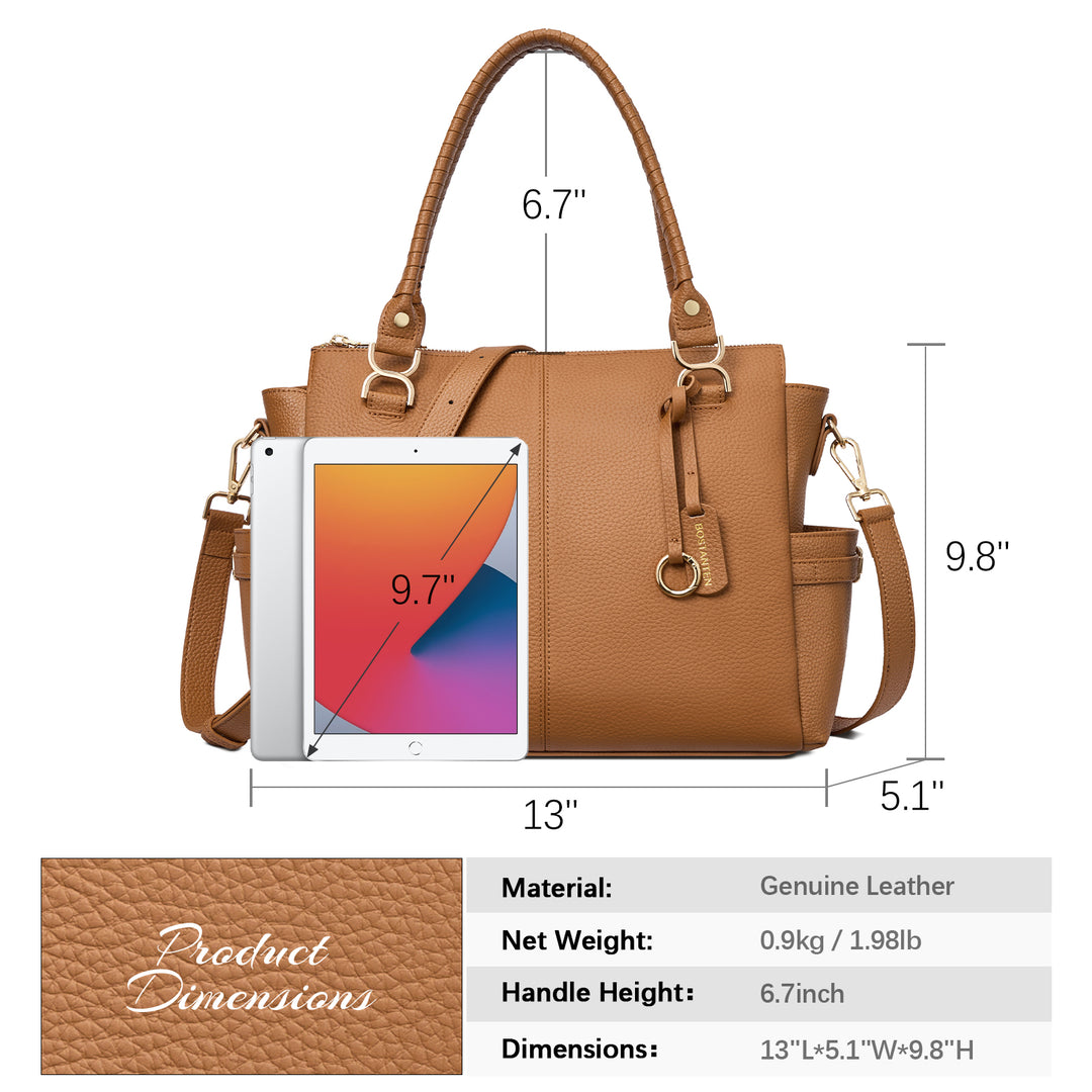 Nevin Genuine Pebbled Leather Everyday Carryall Tote