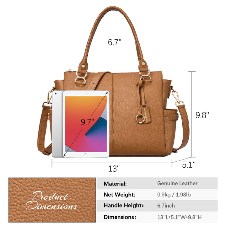 Nevin Genuine Pebbled Leather Everyday Carryall Tote