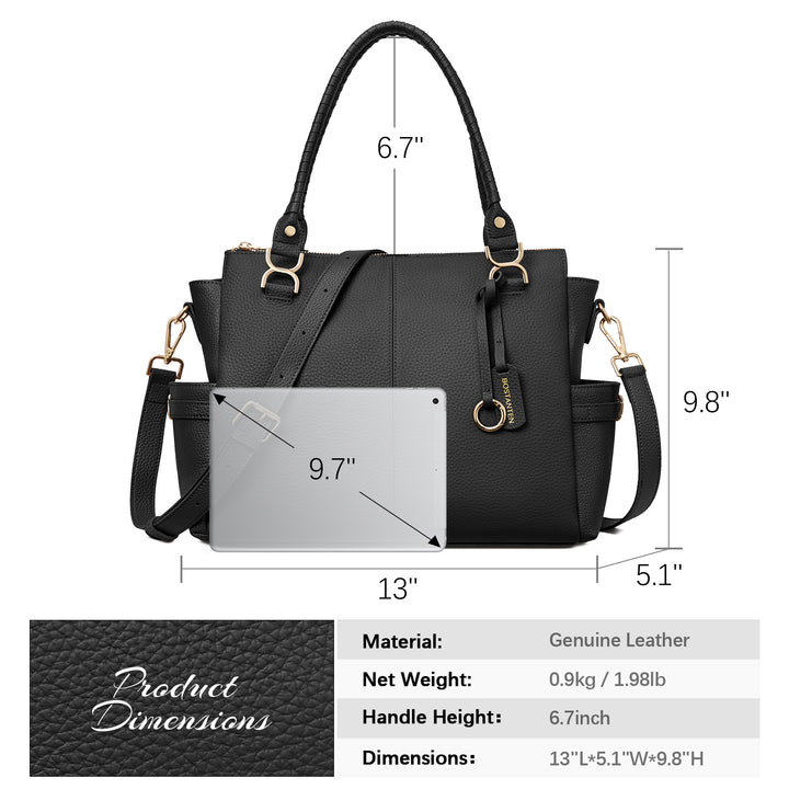 Nevin Genuine Pebbled Leather Everyday Carryall Tote