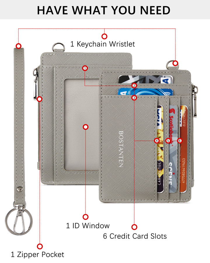 Lomy Slim Wristlet Keychain Wallet With Zipper Pocket