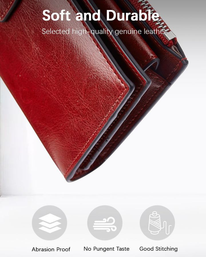 Lnna Genuine Leather RFID Wallets With Checkbooks —  Cash Clutch