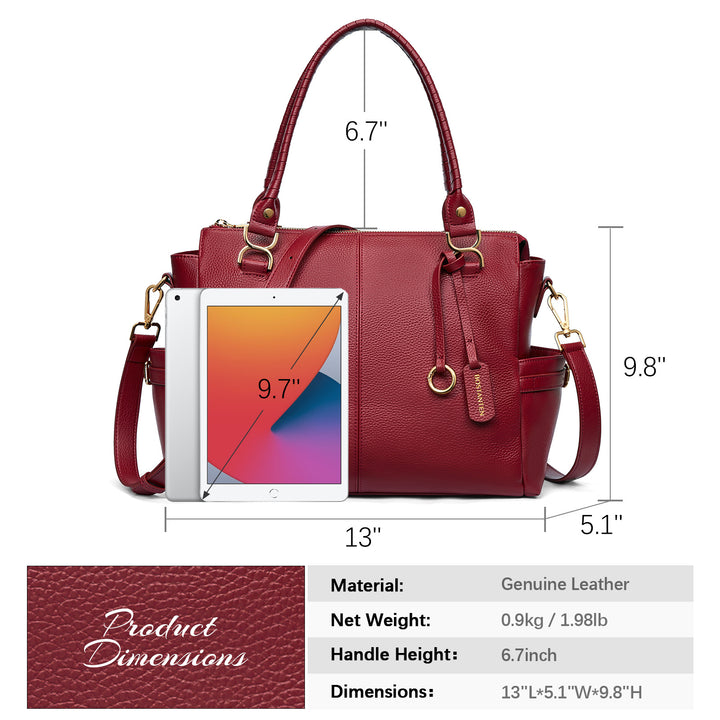 Nevin Genuine Pebbled Leather Everyday Carryall Tote