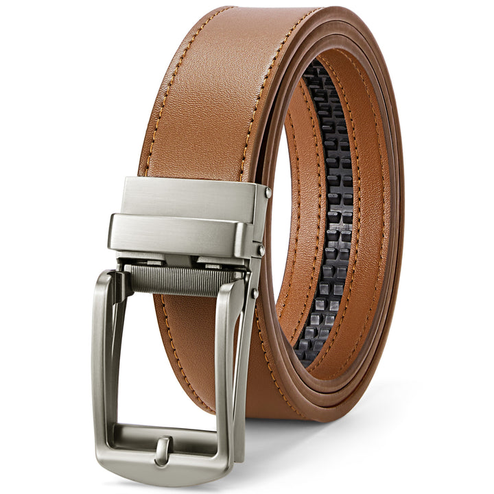 BOSTANTEN Ratchet Leather Belt For Men with Adjustable Buckle, Trim to Fit —Skeleton