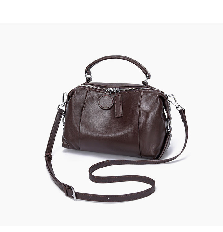 Nevin Full Grain Leather Boston Handbag 9''