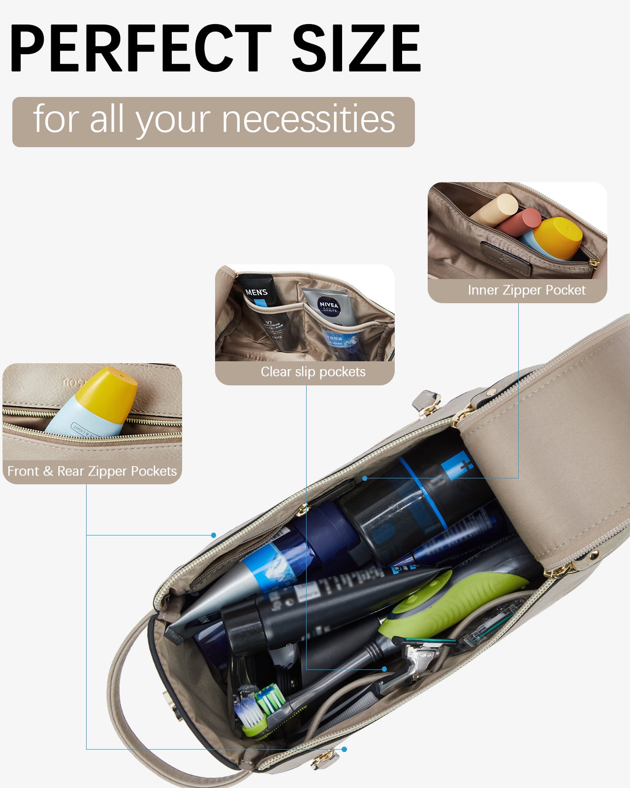 Travel Toiletry Bag Water-resistant Dopp Kit