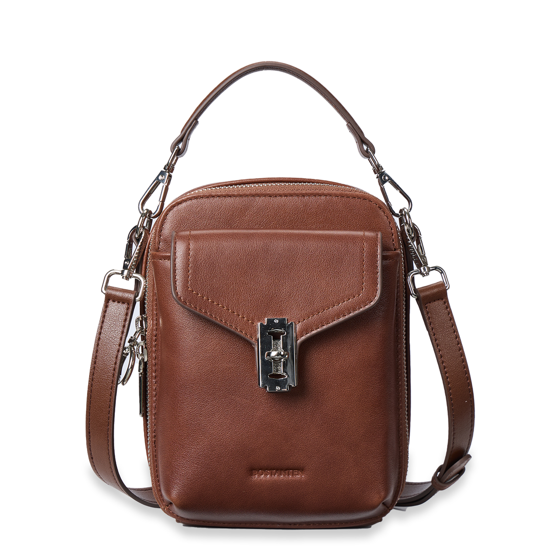 leather crossbody phone bag #coffee