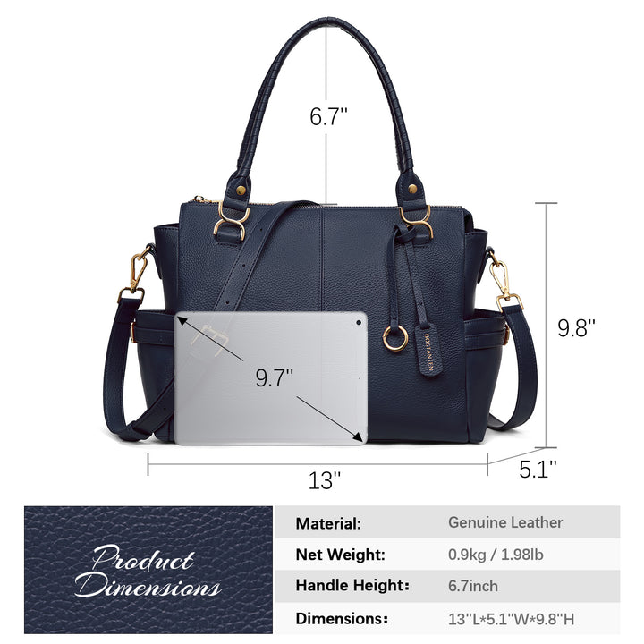 Nevin Genuine Pebbled Leather Everyday Carryall Tote