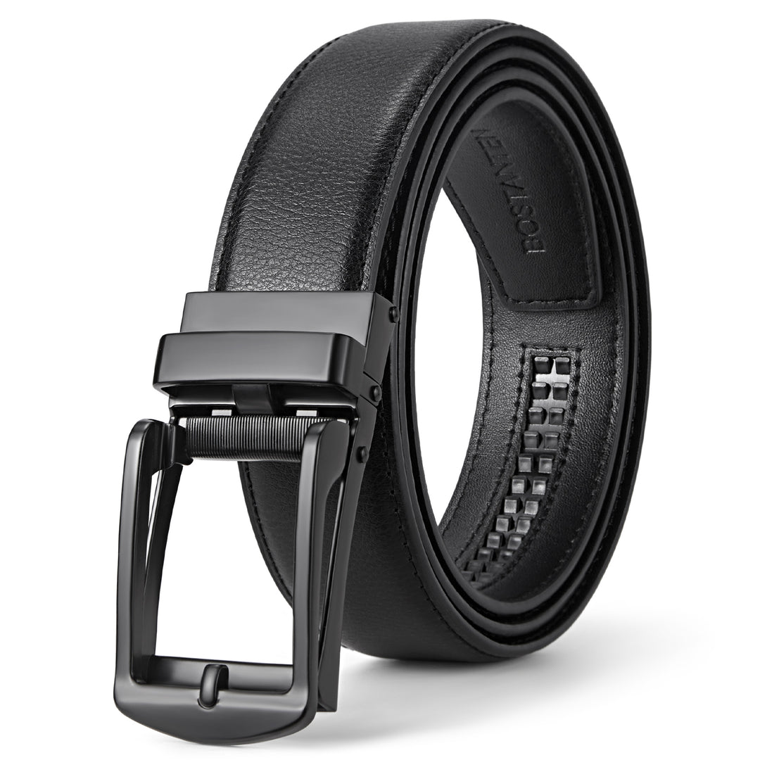 BOSTANTEN Ratchet Leather Belt For Men with Adjustable Buckle, Trim to Fit —Skeleton