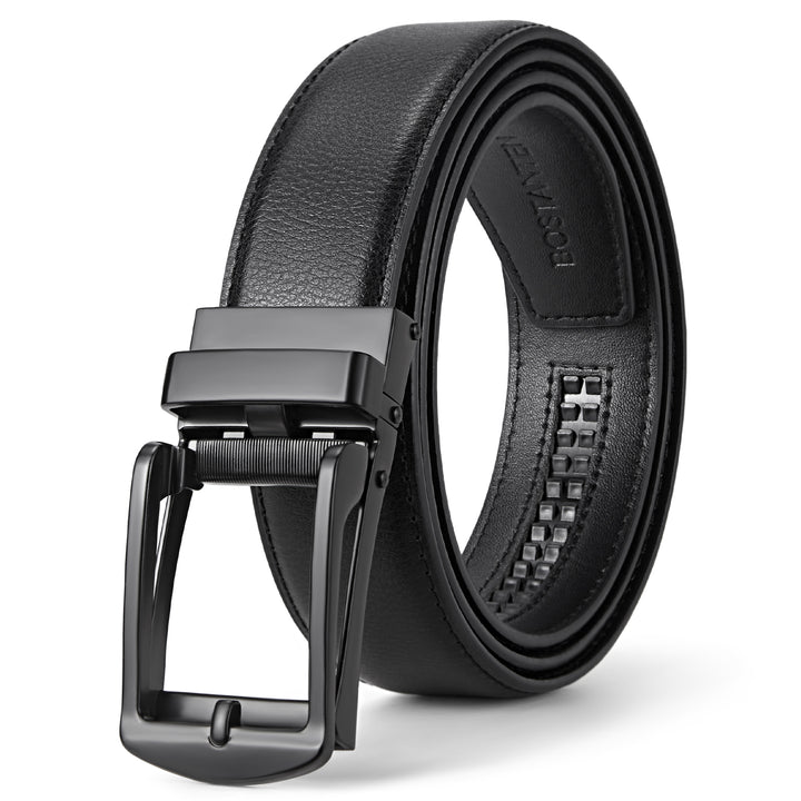 BOSTANTEN Ratchet Leather Belt For Men with Adjustable Buckle, Trim to Fit —Skeleton