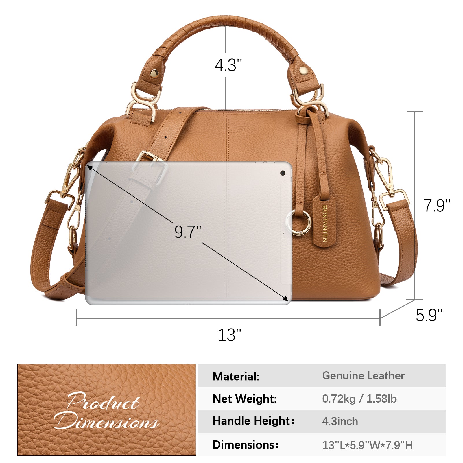Nevin Genuine Leather Boston Handbag – BOSTANTEN