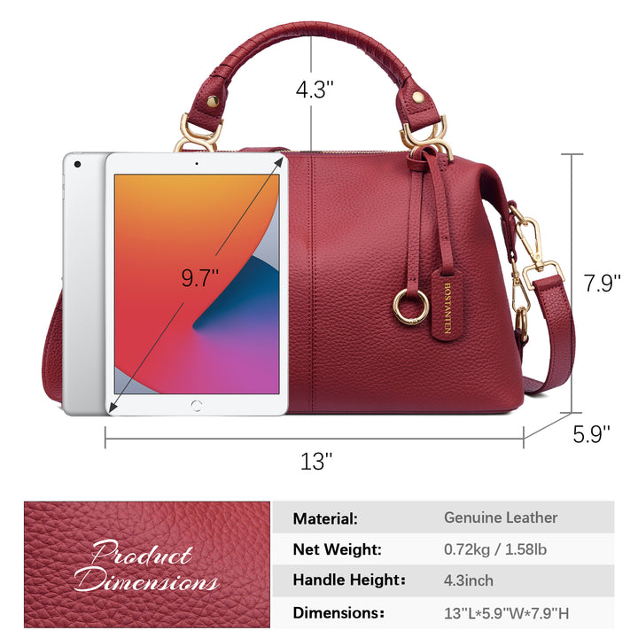 Nevin Genuine Leather Boston Handbag