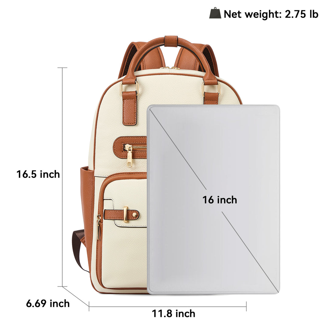 bostanten leather backpack school laptop Smart Genuine Leather Laptop Backpack with Expandable Bottle Pocket