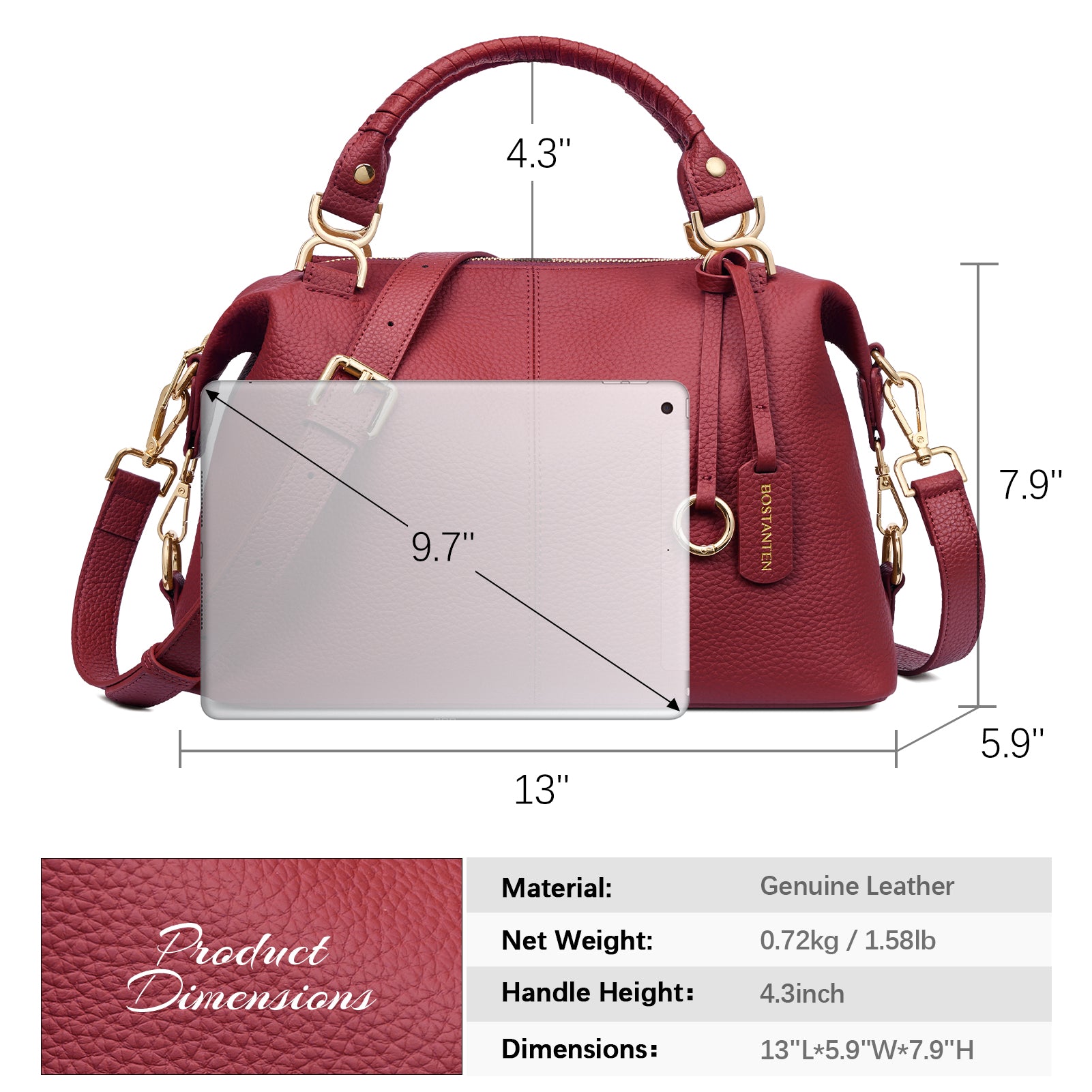 Nevin Genuine Leather Boston Handbag – BOSTANTEN