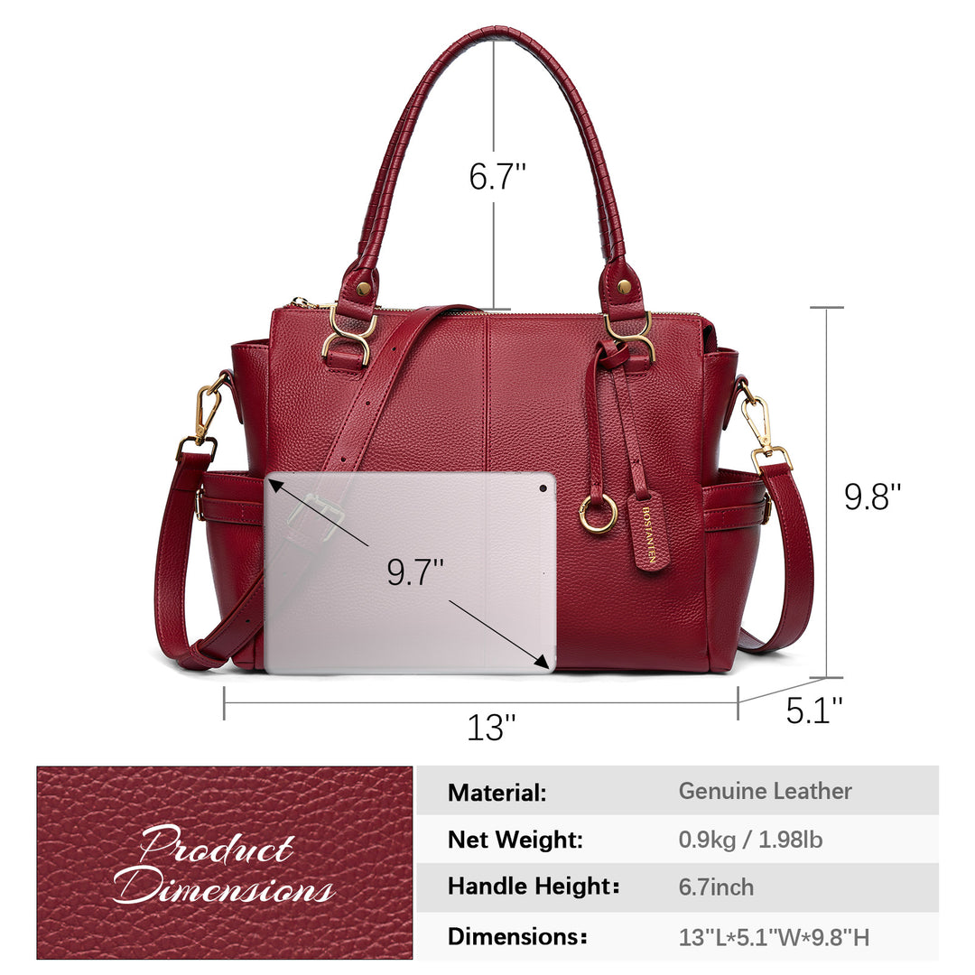 Nevin Genuine Pebbled Leather Everyday Carryall Tote