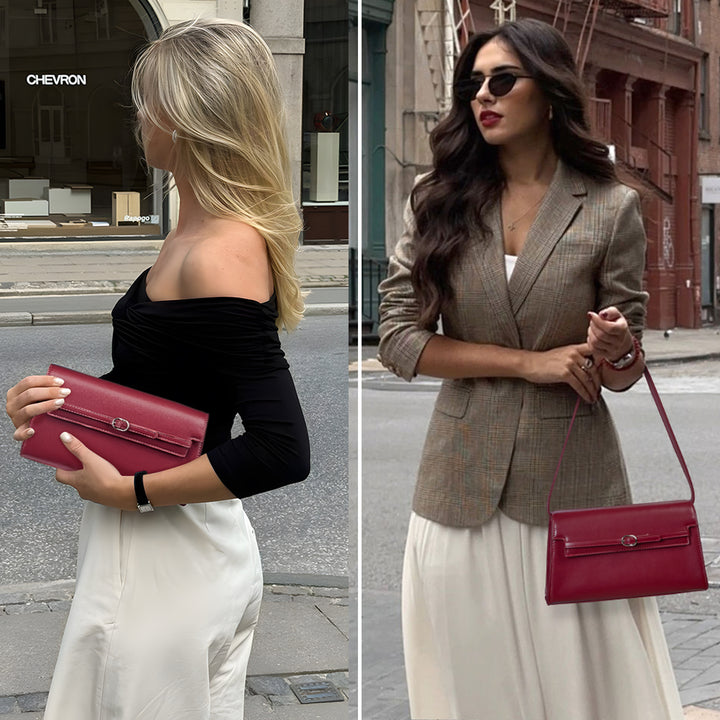 Kweli Belted Elegance Leather Shoulder Bag