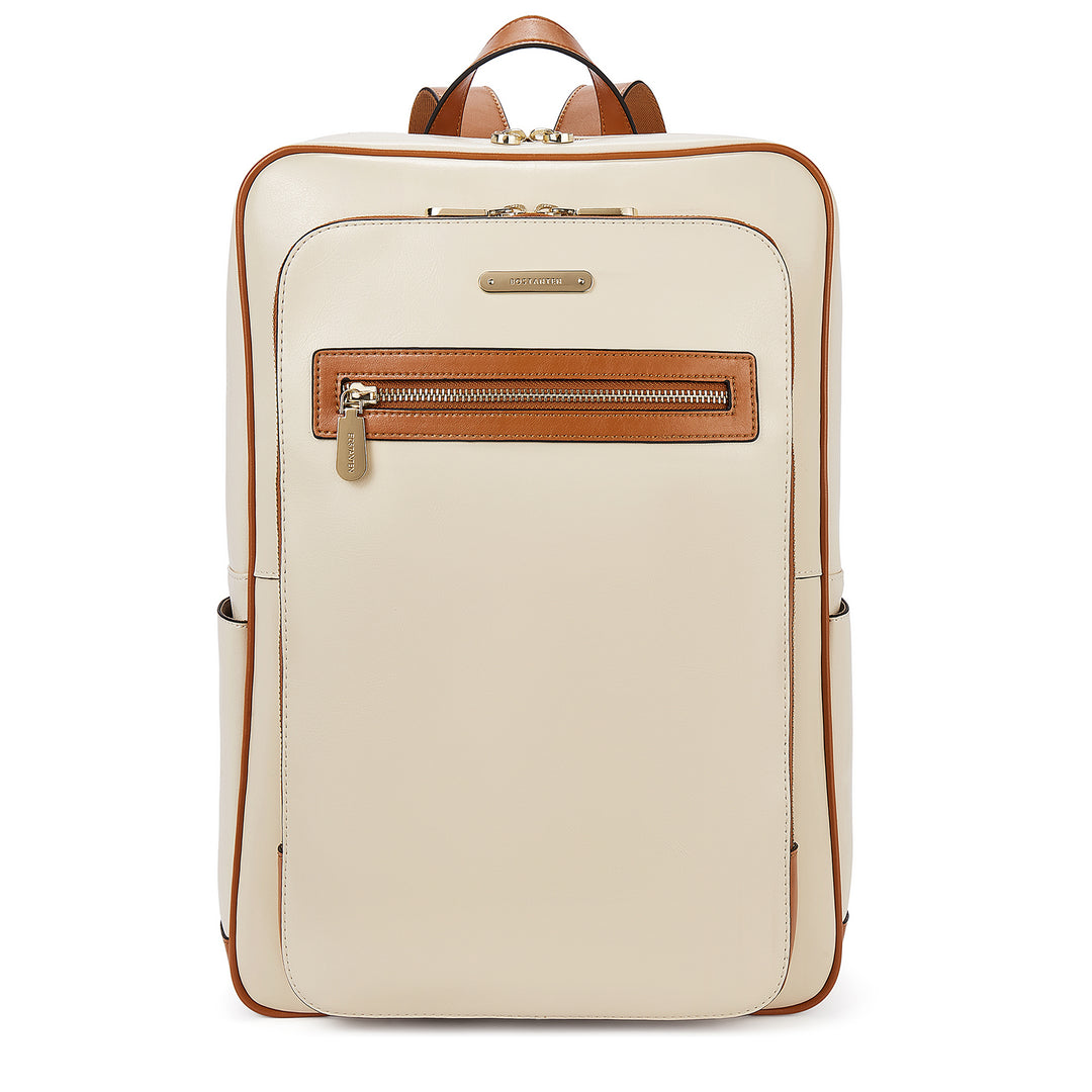 beige leather backpack laptop Vrba Laptop Travel Anti-theft Backpack for Women