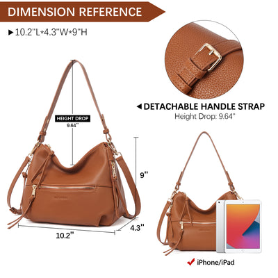 BOSTANTEN Purses for Women Designer Handbags Vegan Leather Hobo Bags Ladies Shoulder Bags Pocketbooks Brown