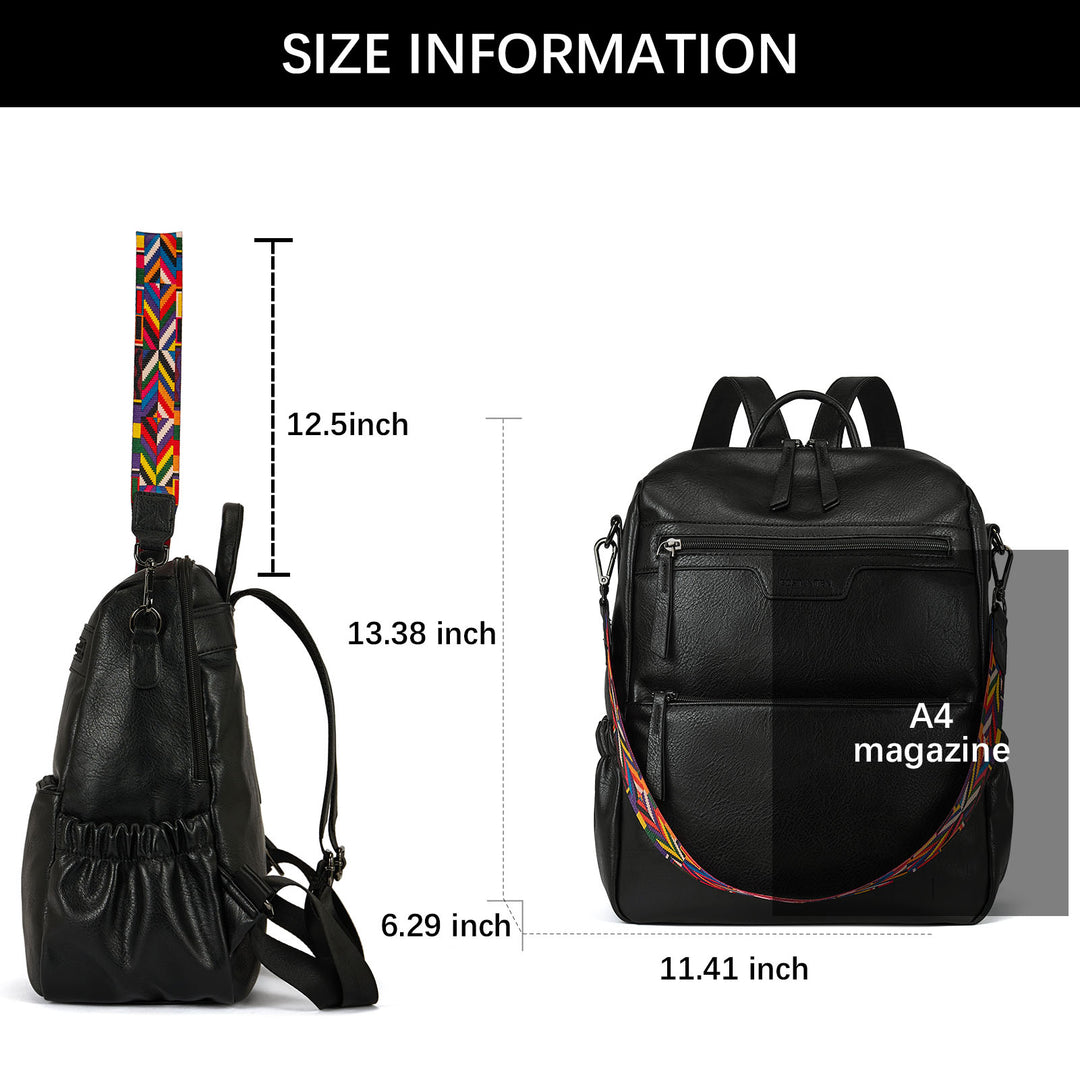 bodomint faux leather backpack Nombongo Waterproof Leather Backpack with Colorful Convertible Strap