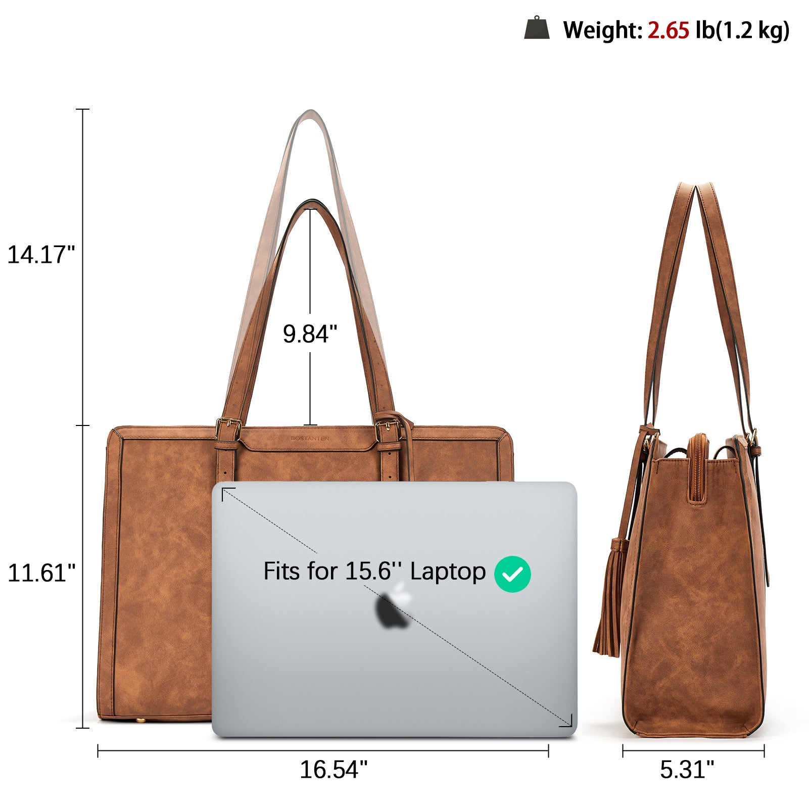 Amazon.com: BOSTANTEN Laptop Tote Bag for Women Work Bag Professional 15.6  inch Leather Briefcase Business Office Purse Shoulder Bag : Electronics