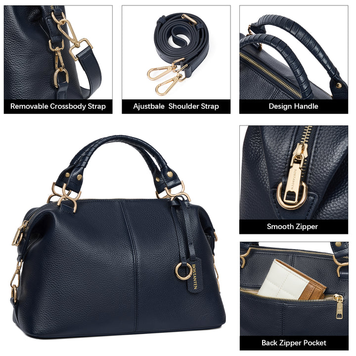 Nevin Genuine Leather Boston Handbag