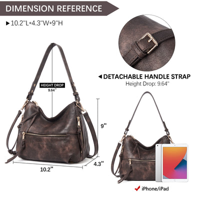 BOSTANTEN Purses for Women Designer Handbags Vegan Leather Hobo Bags Ladies Shoulder Bags Pocketbooks Brown