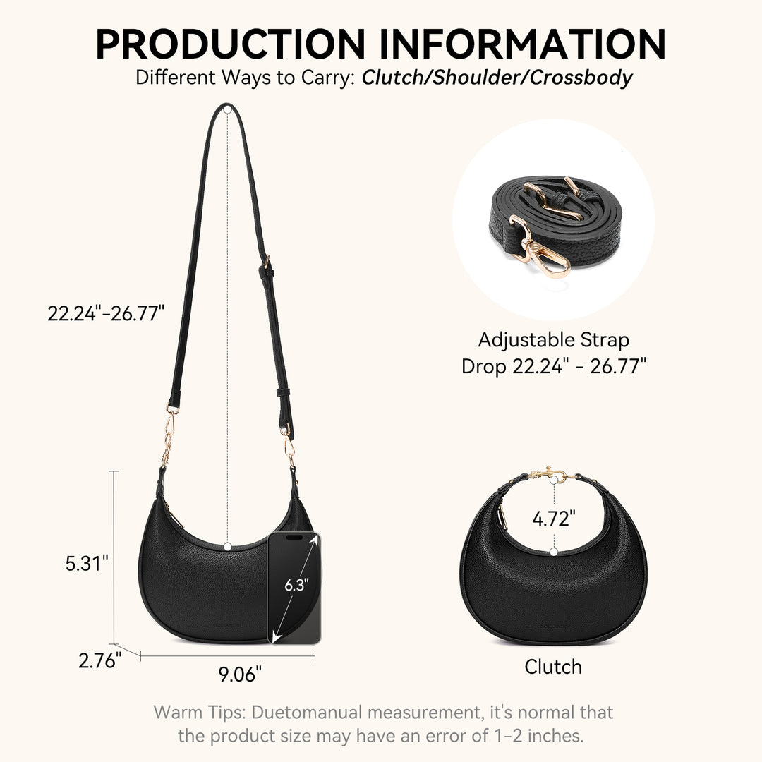 KWELI Crescent Clutch Handbag — Removable Shoulder Strap