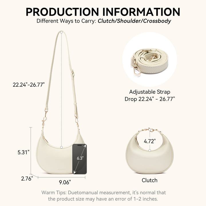 KWELI Crescent Clutch Handbag — Removable Shoulder Strap