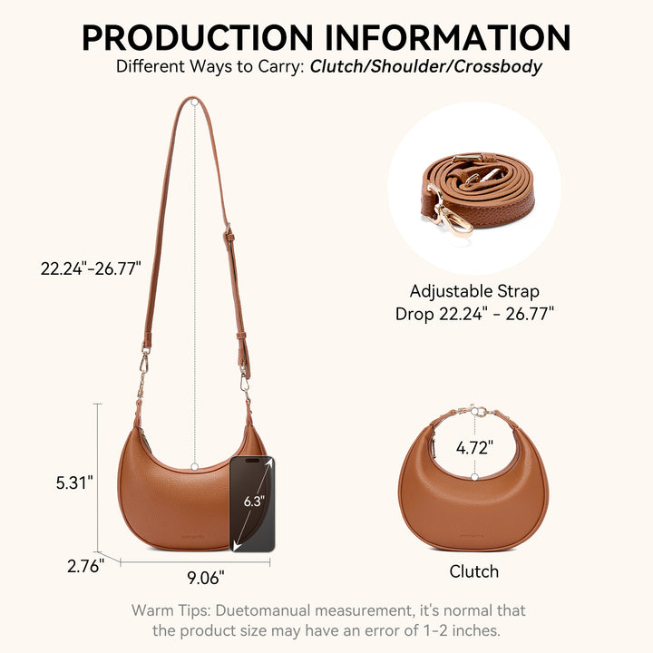 KWELI Crescent Clutch Handbag — Removable Shoulder Strap