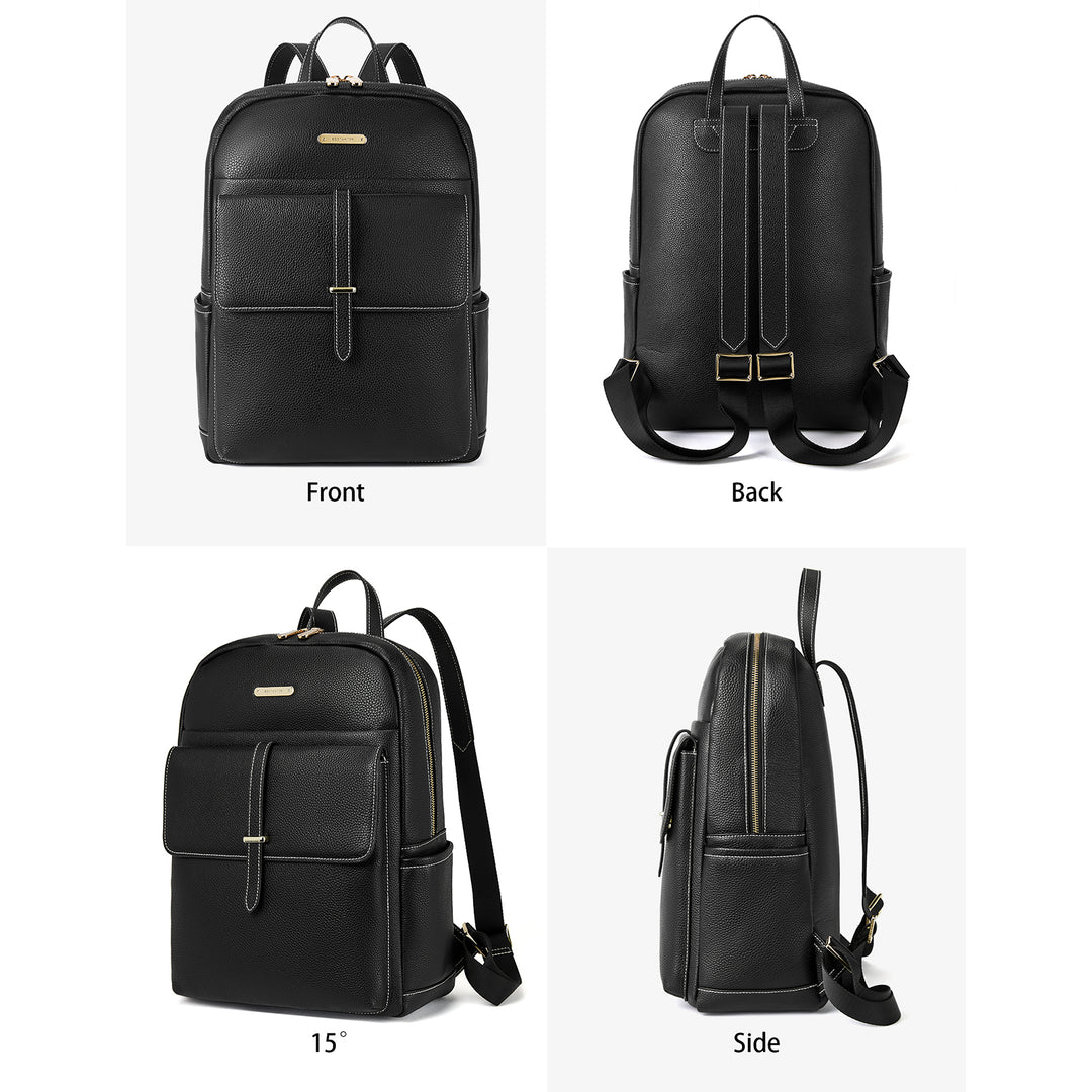 black leather computer backpack Vallis Women's Professional Leather Computer Bag