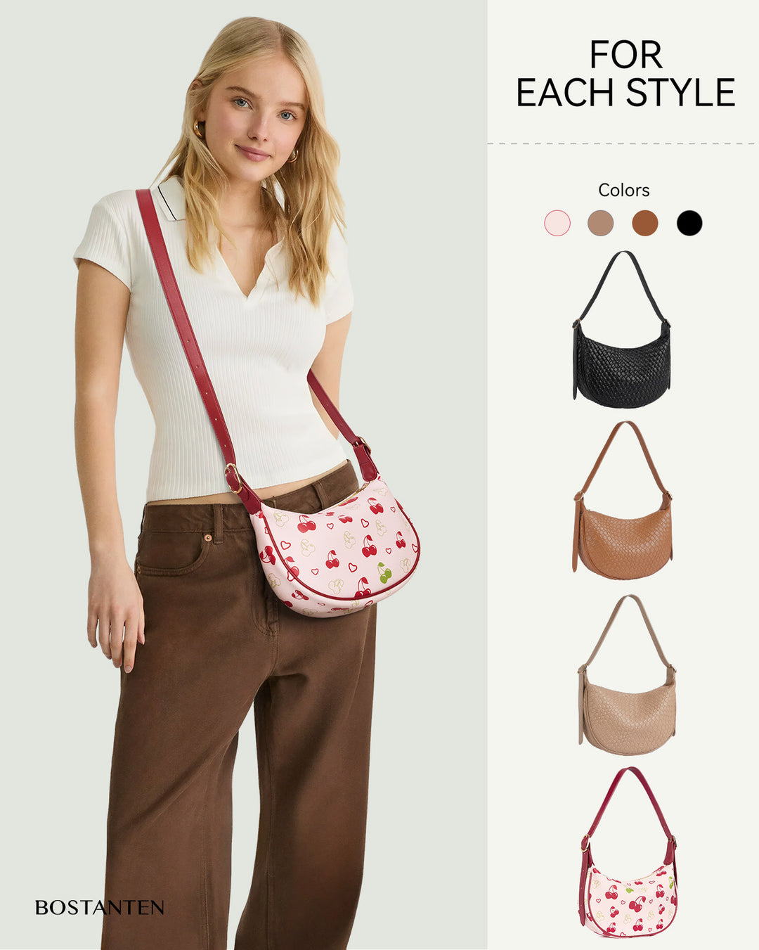 KWELI – Halbmond-Umhängetasche aus gewebtem Leder 