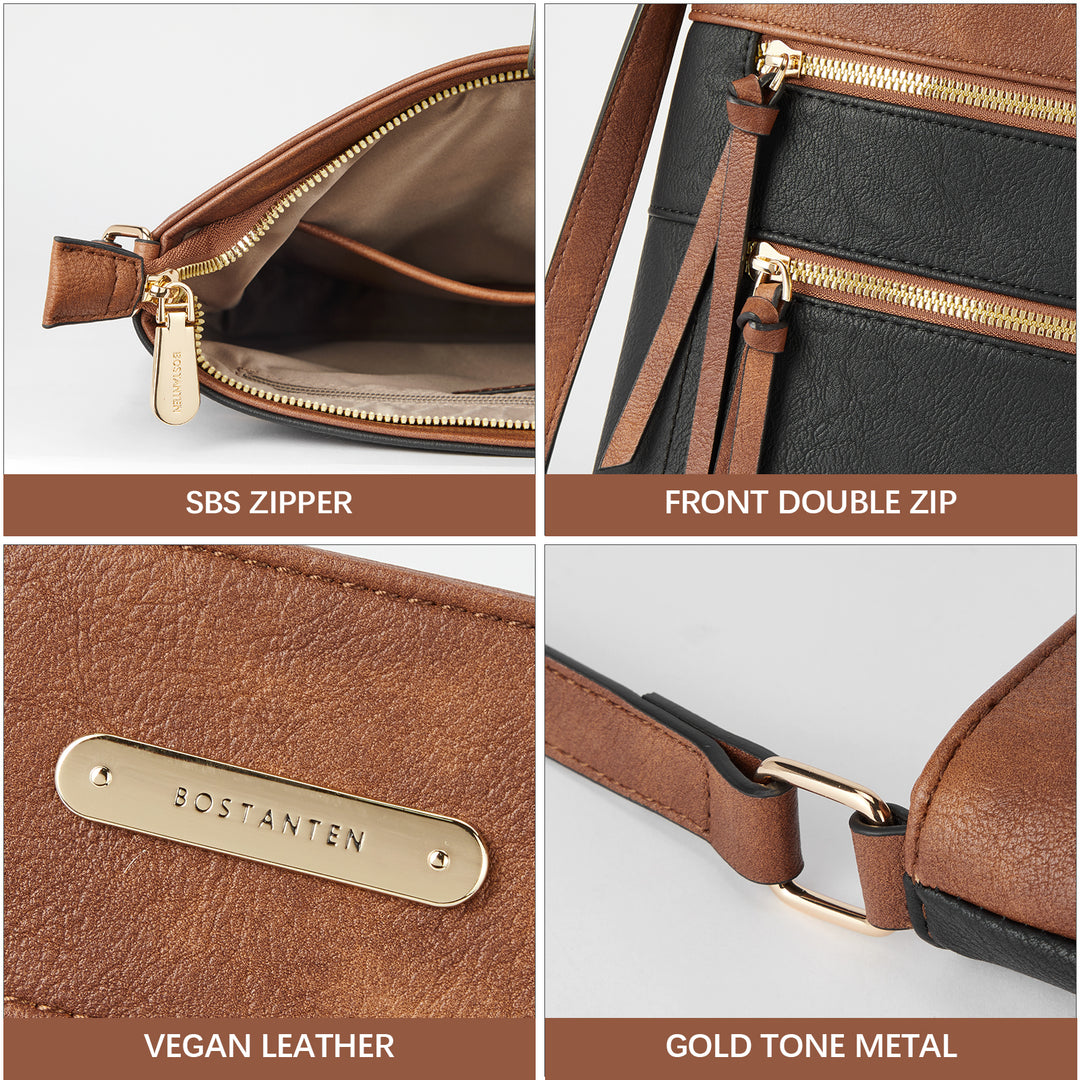 BOSTANTEN Handtas voor dames, middelgroot, crossbody bag, leren BOSTANTEN Handtas voor dames, middelgroot, crossbody bag, leren