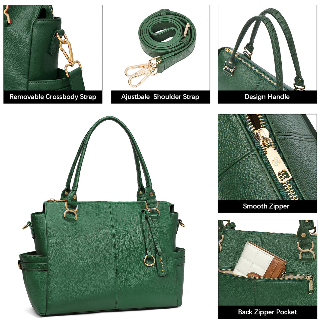 Nevin Genuine Pebbled Leather Everyday Carryall Tote