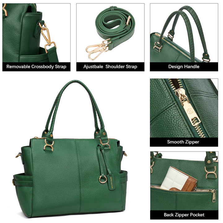 Nevin Genuine Pebbled Leather Everyday Carryall Tote