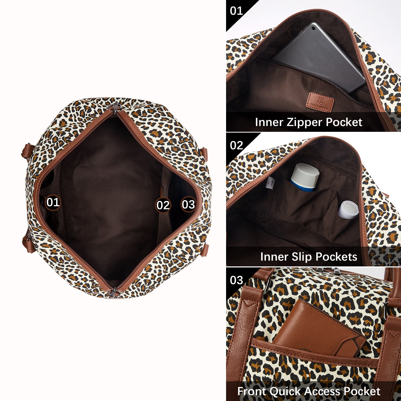 Zenobe Top Weekender Bag with Bottom Shoe Compartment for