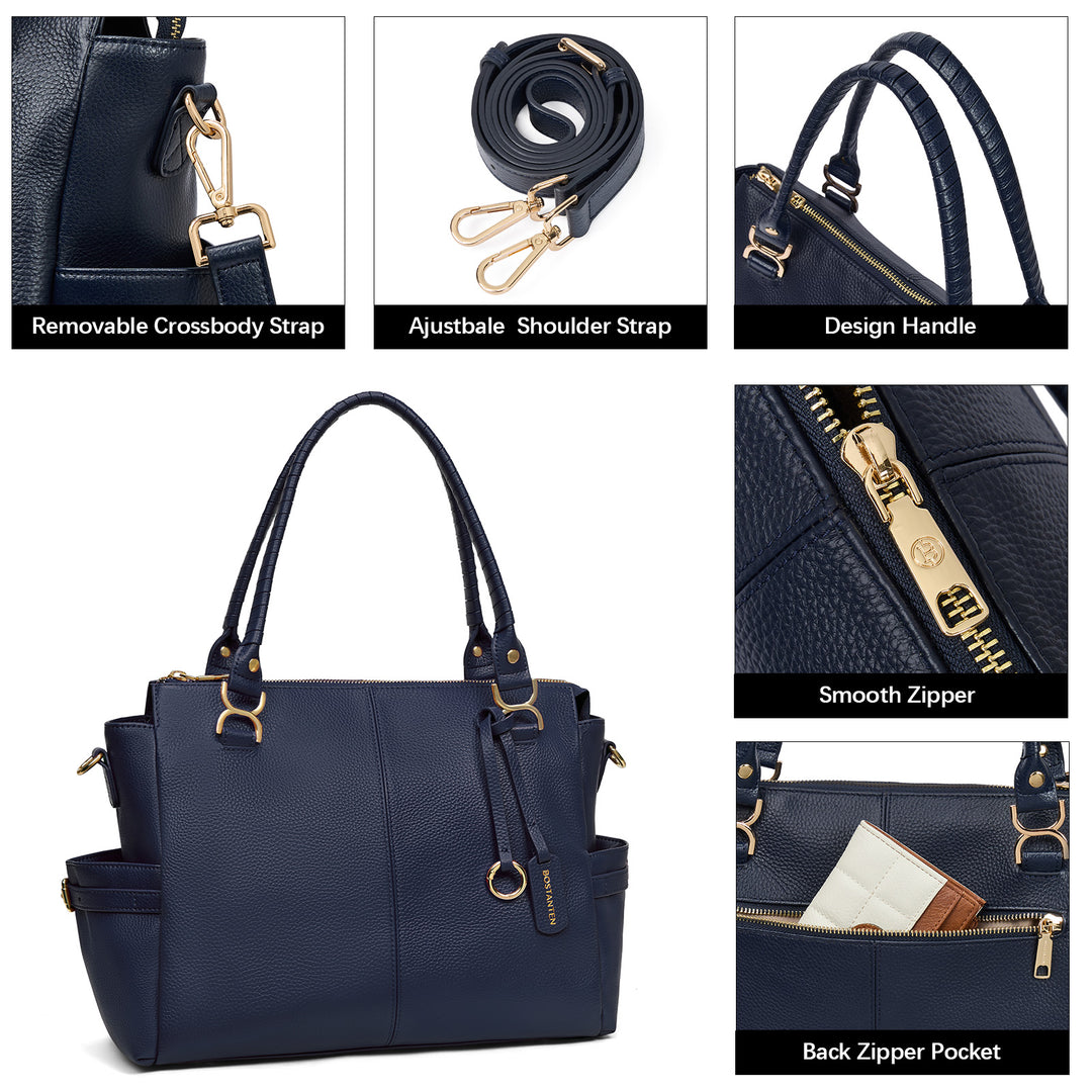 Nevin Genuine Pebbled Leather Everyday Carryall Tote