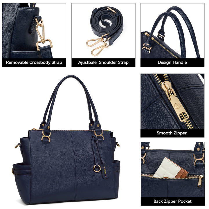 Nevin Genuine Pebbled Leather Everyday Carryall Tote