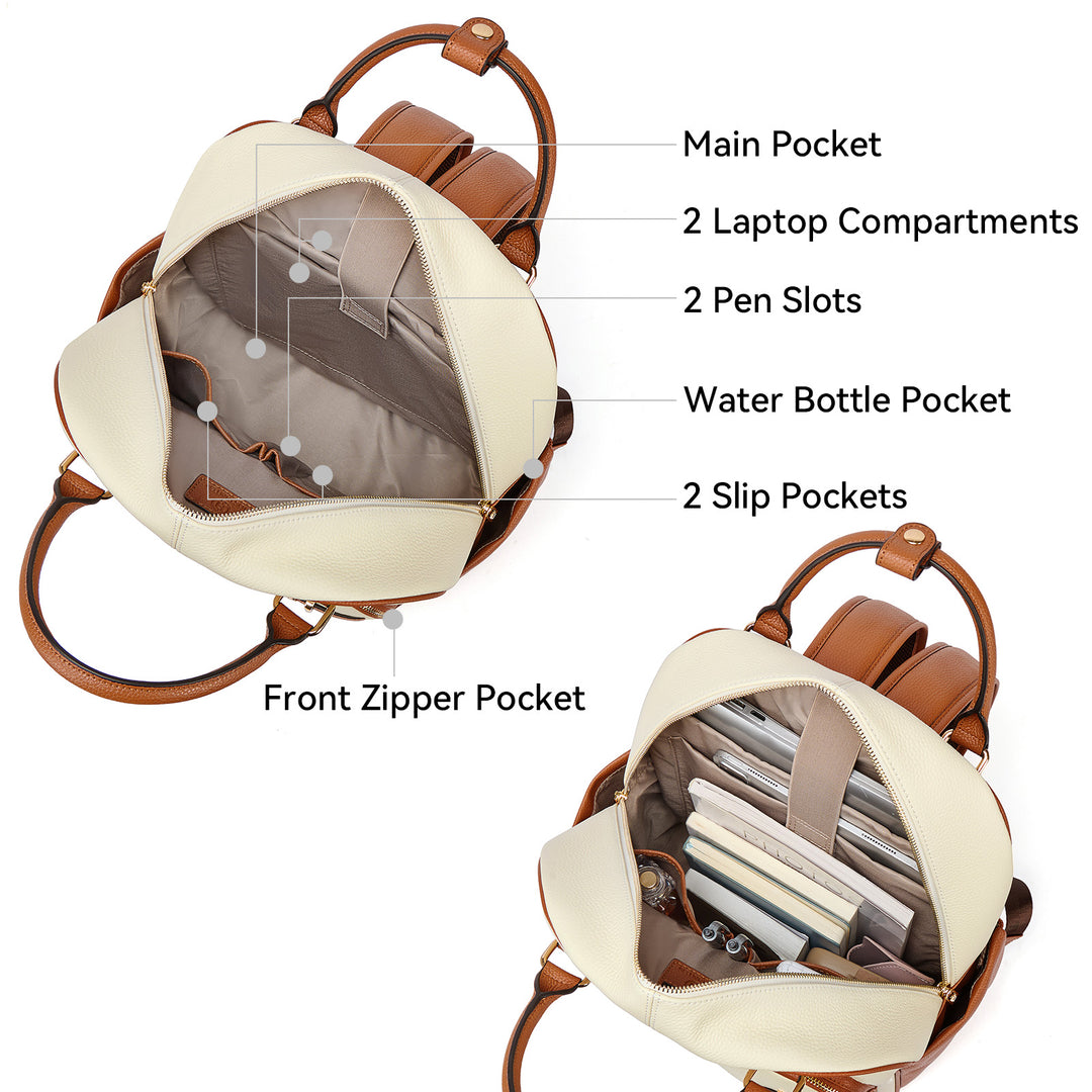 bostanten genuine leather backpack Smart Genuine Leather Laptop Backpack with Expandable Bottle Pocket