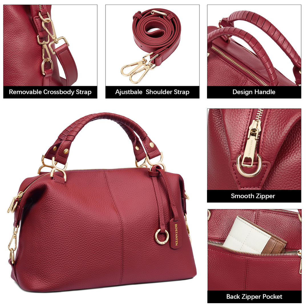 Nevin Genuine Leather Boston Handbag