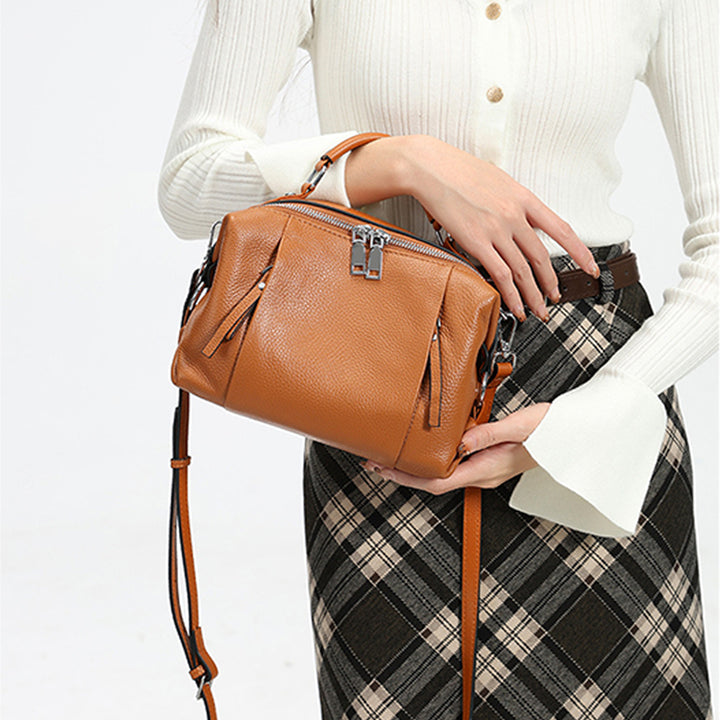 Nevin Genuine Leather Relaxed Boston Handbag