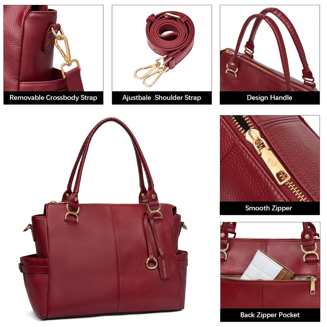 Nevin Genuine Pebbled Leather Everyday Carryall Tote