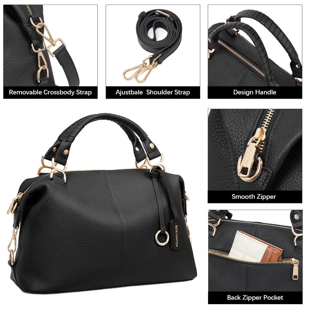 Nevin Genuine Leather Boston Handbag