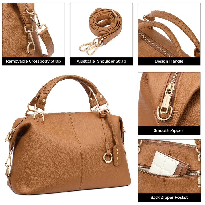 Nevin Genuine Leather Boston Handbag